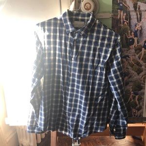 Sandro Checkered Blue Button Down